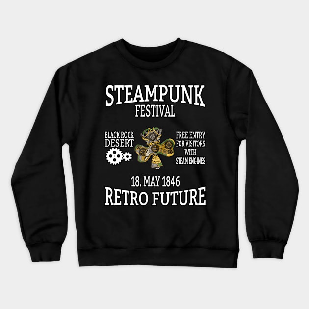 Retro Future Shamrock Steampunk Festival Crewneck Sweatshirt by TahudesignsAT